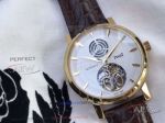Perfect Replica Piaget Tourbillon White Dial Yellow Gold Bezel Watch 